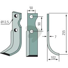 Jordfræserklinge til Ferrari og lignende maskiner, c-c 90mm, hul 12,5mm.
