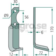 Jordfræserklinge til Bertolini og Nibbi, c-c 56mm med hul 9mm.
