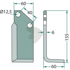 Breviglieri jordfræserklinge med c-c 40mm, konstrueret til hårde arbejdsforhold.