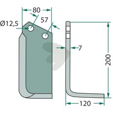 Breviglieri jordfræserkniv c-c 57mm, ideel til intensiv jordforarbejdning.