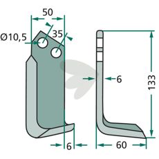 M.E.A.A.T. jordfræserkniv med c-c 35mm og hul 10,5mm til effektiv jordforarbejdning.