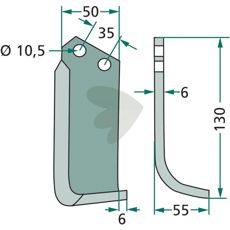 Jordfræserkniv Breviglieri med c-c 35mm, perfekt til effektiv jordforarbejdning.