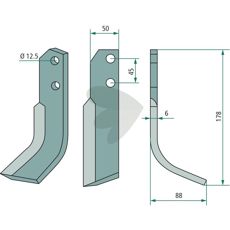 Carraro jordfræserkniv til Antonio, c-c 45mm, hul 12,5mm, ideel til feltsarbejde.