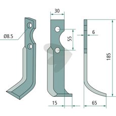 Carraro jordfræserkniv til Antonio, c-c 55mm, hul 8,5mm, vigtig for jordarbejde.