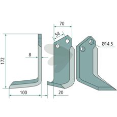 Carraro jordfræserkniv til Antonio, c-c 54mm, hul 14,5mm, ideel til feltsbearbejdning.