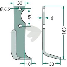 Carraro jordfræserkniv til flere mærker, c-c 55mm, hul 8,5mm, perfekt til alle feltbehov.