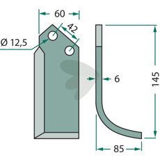 M.E.A.A.T. jordfræserkniv med c-c 42mm og hul 12,5mm til effektiv og holdbar anvendelse.