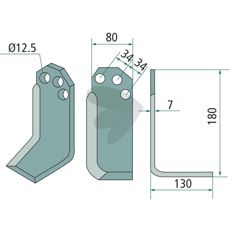 Jordfræserkniv fra Agritalia og Carraro med c-c 34mm og hul 12,5mm til holdbarhed.