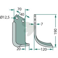 Jordfræserkniv Dondi med 40mm c-c, fremragende til alle jordtyper.