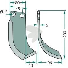 Fræsekniv Eberhardt 45mm c-c, perfekt til bearbejdning af jorden.