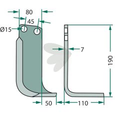 Fræsekniv Eberhardt c-c 45mm, perfekt til professionel jordbearbejdning.