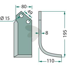 Jordfræserkniv til Ferrari, c-c 49mm hul 15mm, perfekt til professionel jordbearbejdning.
