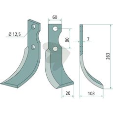 Jordfræserkniv Ferrari, c-c 90mm hul 12,5mm, anvendelig til effektiv jordbearbejdning.
