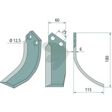 Jordfræserkniv Ferrari, c-c 25mm hul 12,5mm, designet til effektiv jordbearbejdning.
