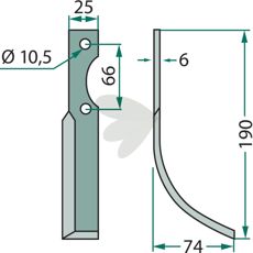 Jordfræserkniv til Ferrari og Eurosystems, c-c 66mm og hul 10,5mm.