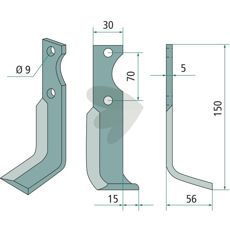 Alsidig jordfræserkniv til Fort med c-c 70mm og 9mm hul, fremragende til jordbearbejdning.