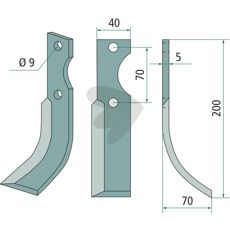 Jordfræserkniv til Fort: c-c 70mm og 9mm hul, perfekt til jordbearbejdning i forskellige miljøer.