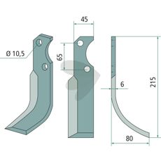 Jordfræserkniv til Fort, c-c 65mm og 10,5mm hul, optimal til effektiv og nøjagtig jordbearbejdning.
