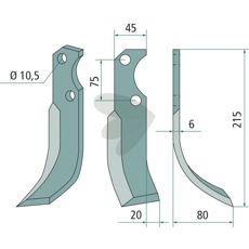 Jordfræserkniv til Fort med c-c 75mm og hul 10,5mm.