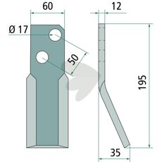 Fræsekniv til Forigo-Roteritalia, c-c 50mm og 17mm hul.