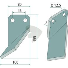 Rotorblad til Forigo-Roteritalia med en højde på 155mm, perfekt til jordbearbejdning.