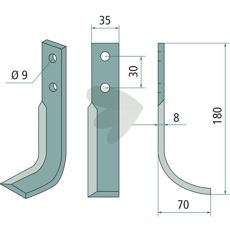 Fræsekniv til Goldoni, c-c 30mm med 9mm hul, ideel til effektiv jordbearbejdning.