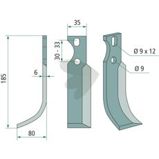 Jordfræserkniv Goldoni, passer modeller 2070 og 2071, perfekt til jordbearbejdning.