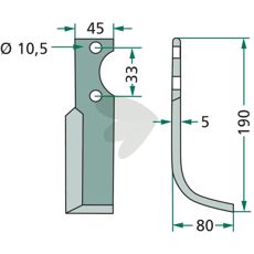 Jordfræserkniv Goldoni, 33mm bred med 10,5mm hul, perfekt til små opgaver i haven.