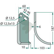 Jordfræserkniv Goldoni, passer modeller 9417 og 9418, ideel til jordarbejde.