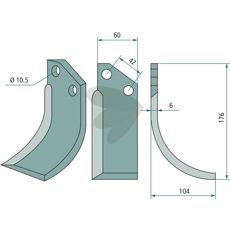 Goldoni jordfræserkniv til effektiv jordbearbejdning med 42mm c-c afstand og 10,5mm hul.