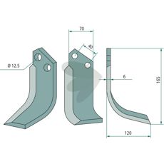 Goldoni jordfræserkniv, 40mm cc, fremragende til jordforbedring.