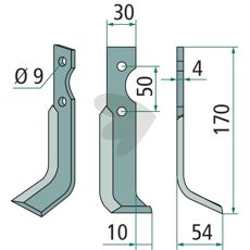 Jordfræserkniv til Grillo med c-c 50mm og hul 9mm.