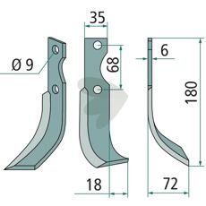 Jordfræserkniv til Grillo med c-c 68mm og hul 9mm.