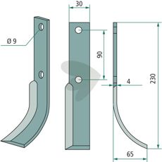 Jordfræserkniv til Honda c-c 90mm med hul 9mm, perfekt til effektiv jordbearbejdning.
