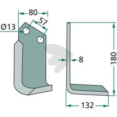 Jordfræserkniv for Howard og Kongskilde, cc 57mm, hul 13mm, perfekt til effektiv jordbehandling.