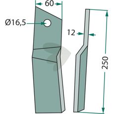 Rotorkniv til Howard/Kongskilde, 250mm, effektiv til alle typer jordbearbejdning.