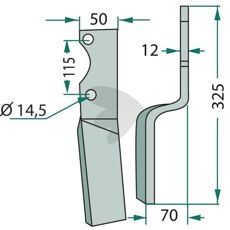 Holdbar rotorharvetand til Howard/Kongskilde med 114mm c-c, perfekt til alsidig anvendelse.