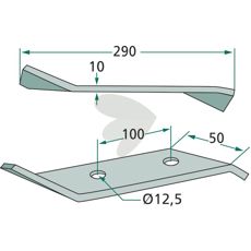 Kraftfuld kniv 10X12, 5X290X50 til diverse anvendelsesområder inden for landbrug.
