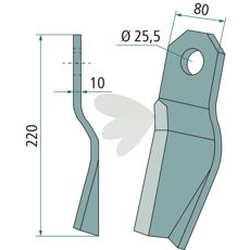 Højre drejet kniv, beregnet til effektiv bearbejdning inden for landbrug.