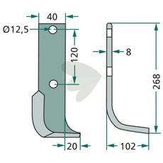 Jordfræserkniv Krone, 120mm c-c måling og 12,5mm hul, til pålidelig arbejde.