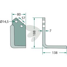 Alsidig Jordfræserkniv Krone c-c 57mm med hul 14,5mm, ideel til effektiv jordbearbejdning.