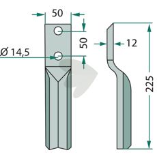 Rotorharvetand Krone med c-c 50mm og hul 14,5mm, ideel til grundig jordbearbejdning.