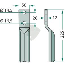 Rotorharvetand Krone c-c 50mm, perfekt til at bearbejde og forbedre jordkvaliteten.