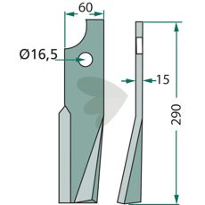 290mm rotorkniv til Kuhn (Huard) designet til høj ydeevne.