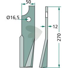 Rotorkniv fra Kuhn med en længde af 270 mm, ideel til jordbearbejdning.