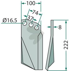 Rotorharvetand fra Kuhn, passer til nummer 52325200 og 52325300 til høj ydeevne.