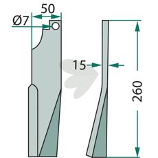 Kuhn rotorharvetand med et hul på 7 mm, fremragende til pålidelig bearbejdning.