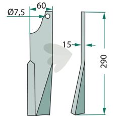 Kuhn rotorharvetand med et hul på 7,5 mm, fremragende til præcis bearbejdning.