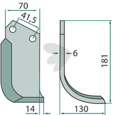 Jordfræserkniv for Kuhn (Huard) og flere, K1620010, perfekt til bedste jordbearbejdning.