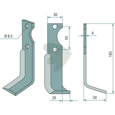 Alsidig jordfræserkniv 4x8, 5x30, perfekt til varierende jordforhold og pløjning.